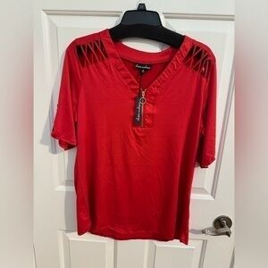 NWT Alison Andrews caged shoulder top
